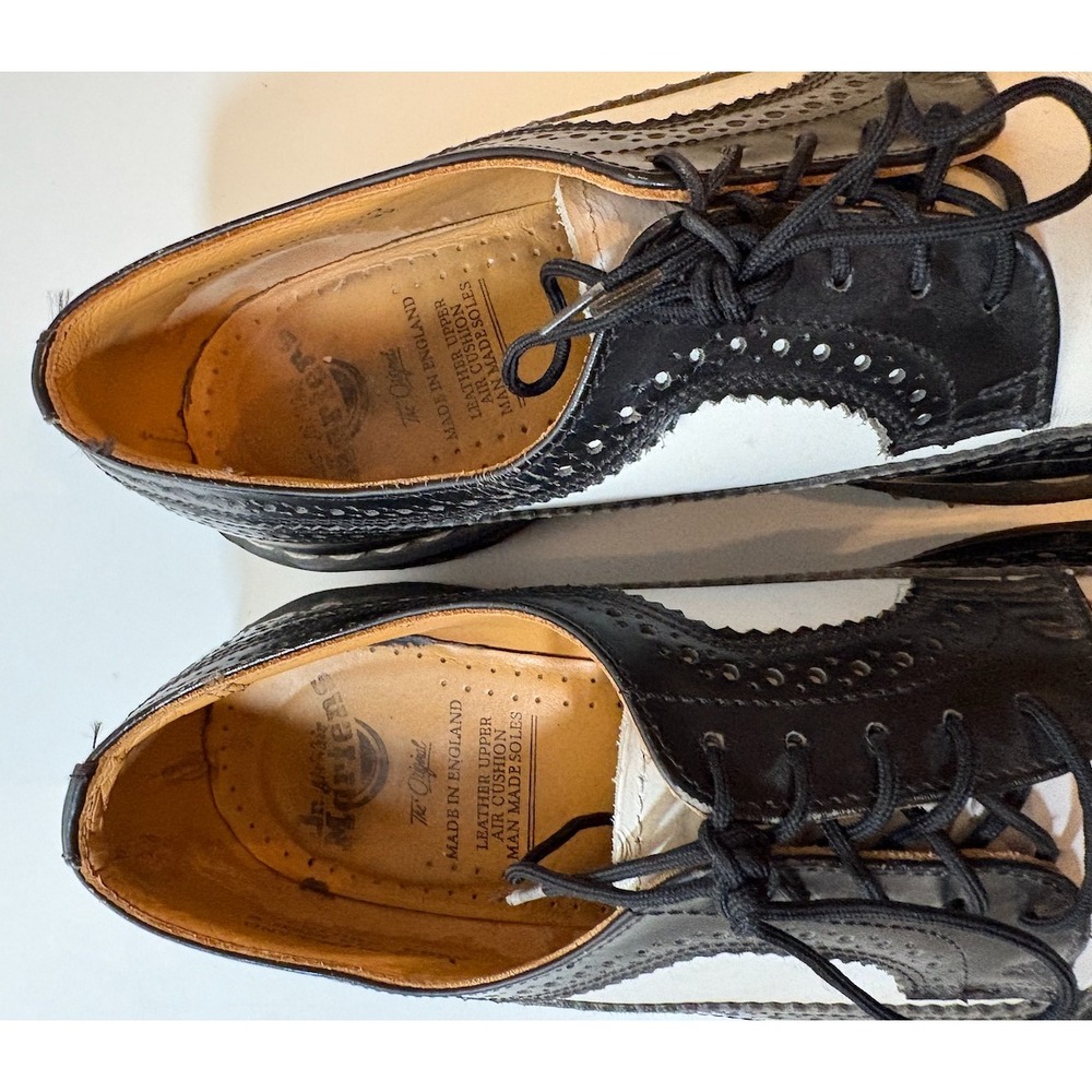 Dr. Martens England Rare Vintage Black White Brogue Oxfords Wingtips | Men's 9 - Picture 9 of 12